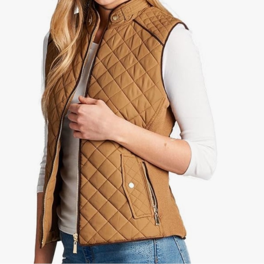 Active USA Tan Quilted Vest